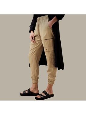 BANANA REPUBLIC 100% Lyocell Cargo Pants Multi Pocket Elasticized Waist Sz XS